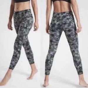 Athleta Powervita Salutation Leggings Grey Tie Dye Athletic Workout Women’s S